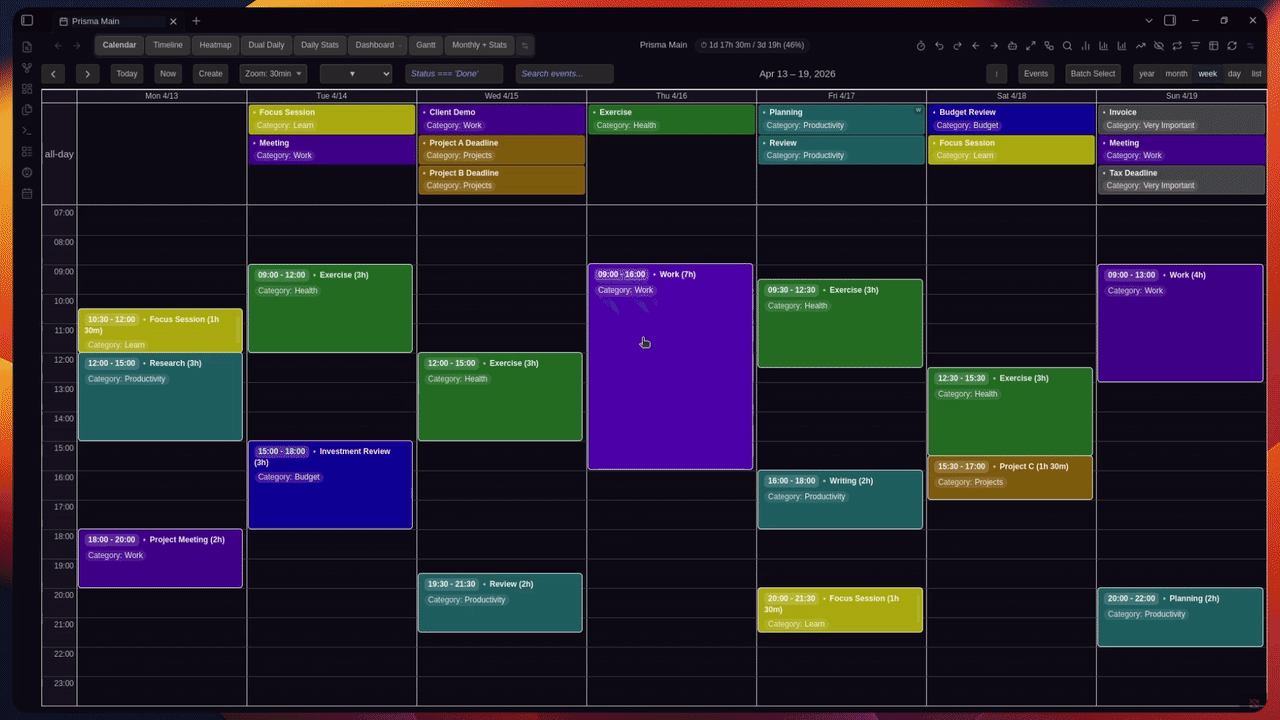 Prisma Calendar — Interactive demo
